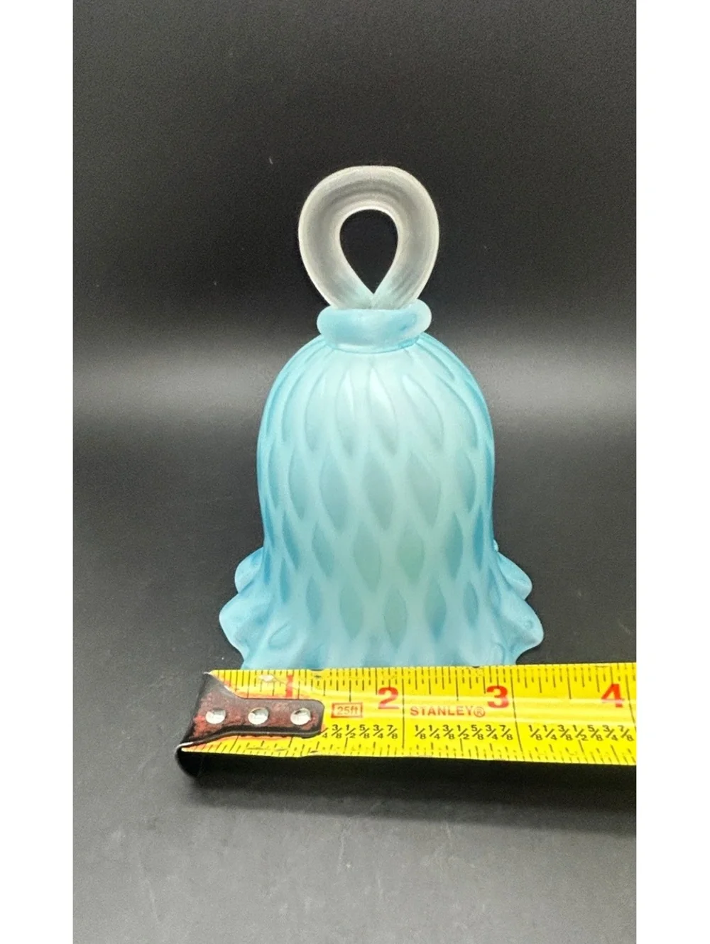 Vintage Murano Blown Glass Bell Satin Blue Diamond Optic